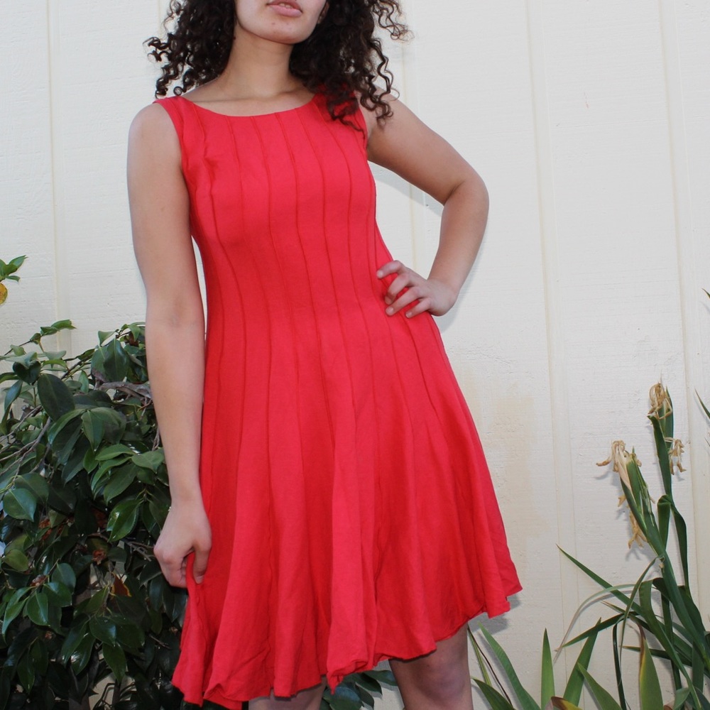 Calvin Klein Blood Orange Midi Linen Summer Dress